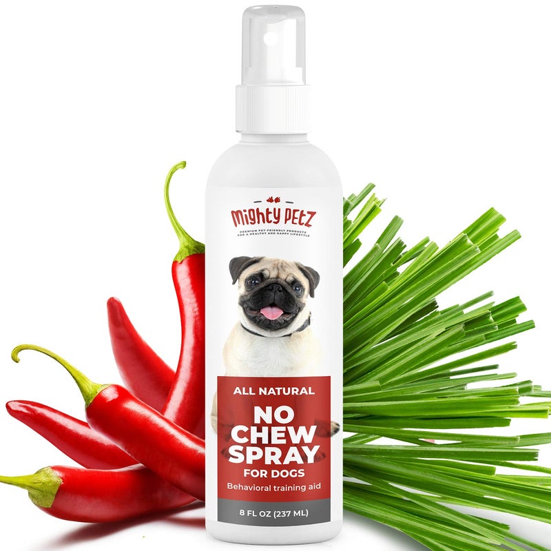 Mighty Petz No Chew Spray for Dogs â€“ Bitter Apple Spray Alternative, Large 8oz. Dog Repellent, Anti Chew Deterrent for Furniture, Chewing. Natural Ingredients, Alcohol Free. Safe on All Surfaces - Image 1